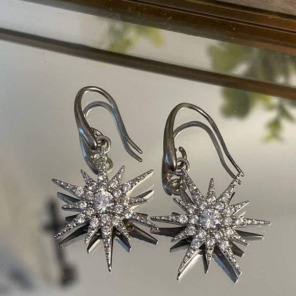 Jewelry - Sterling Silver and Cubic Zirconia Starburst Earrings